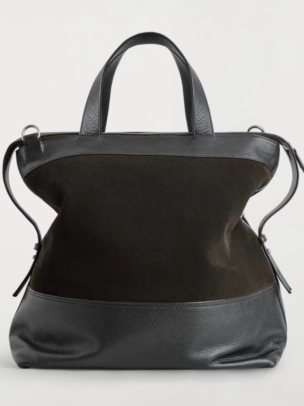 COS Slouchy Two-Tone Black/Brown Leather & Suede Tote Bag